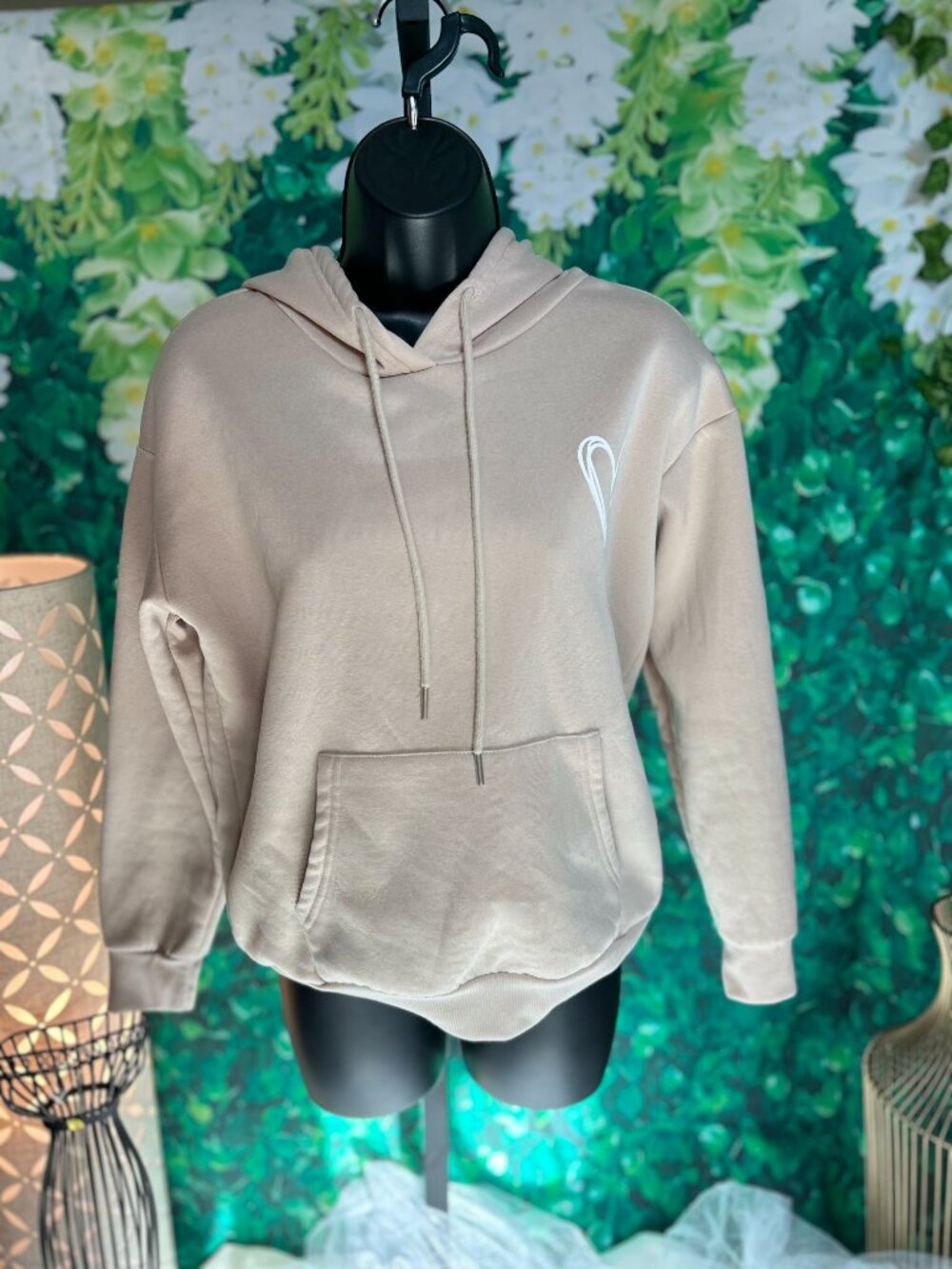 Gently Used - SHEIN LUNE Heart Print Thermal Lined Drawstring Hoodie Sz XS